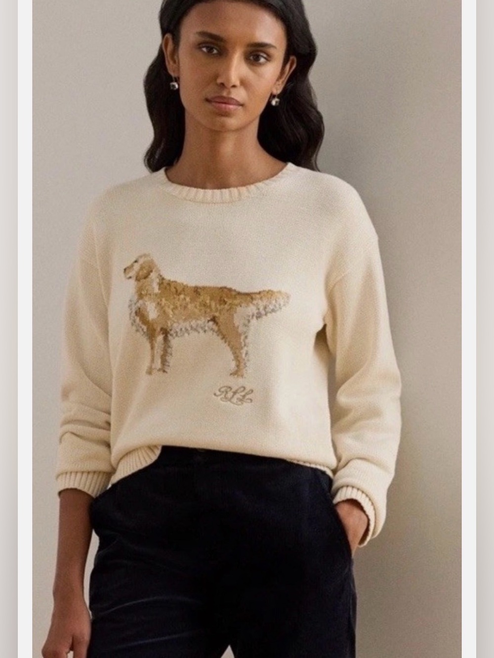 NWT Lauren Ralph Lauren Ivory Cream Golden Retriever Yellow Lab Dog Sweater - Picture 3 of 4
